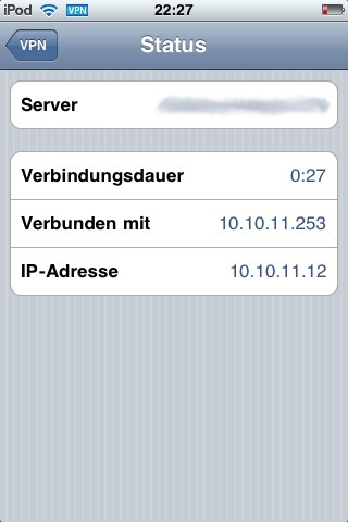 VPN Details IPod Touch